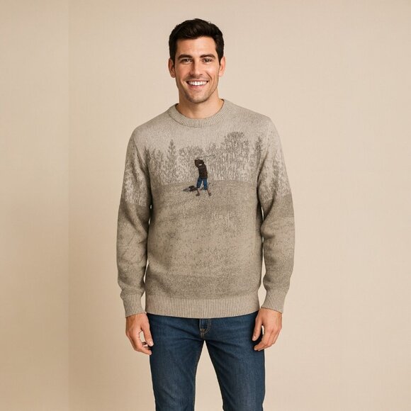 Pinnacle Vintage Golf Sweater XL Made USA 90s Knit Embroidered Scene Cottagecore - Picture 4 of 8